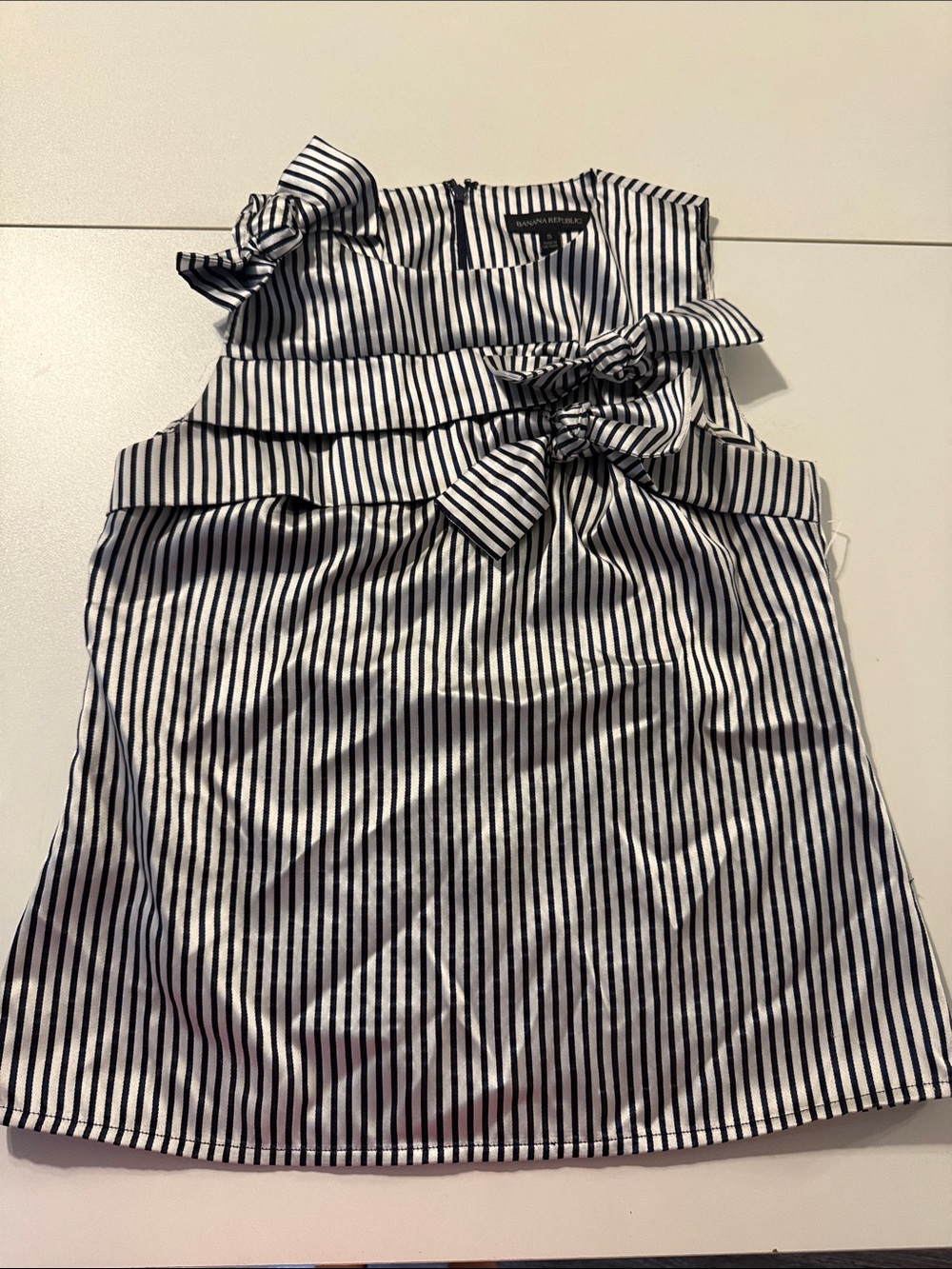 Banana Republic Navy & White Striped Bow-Accent Camisole